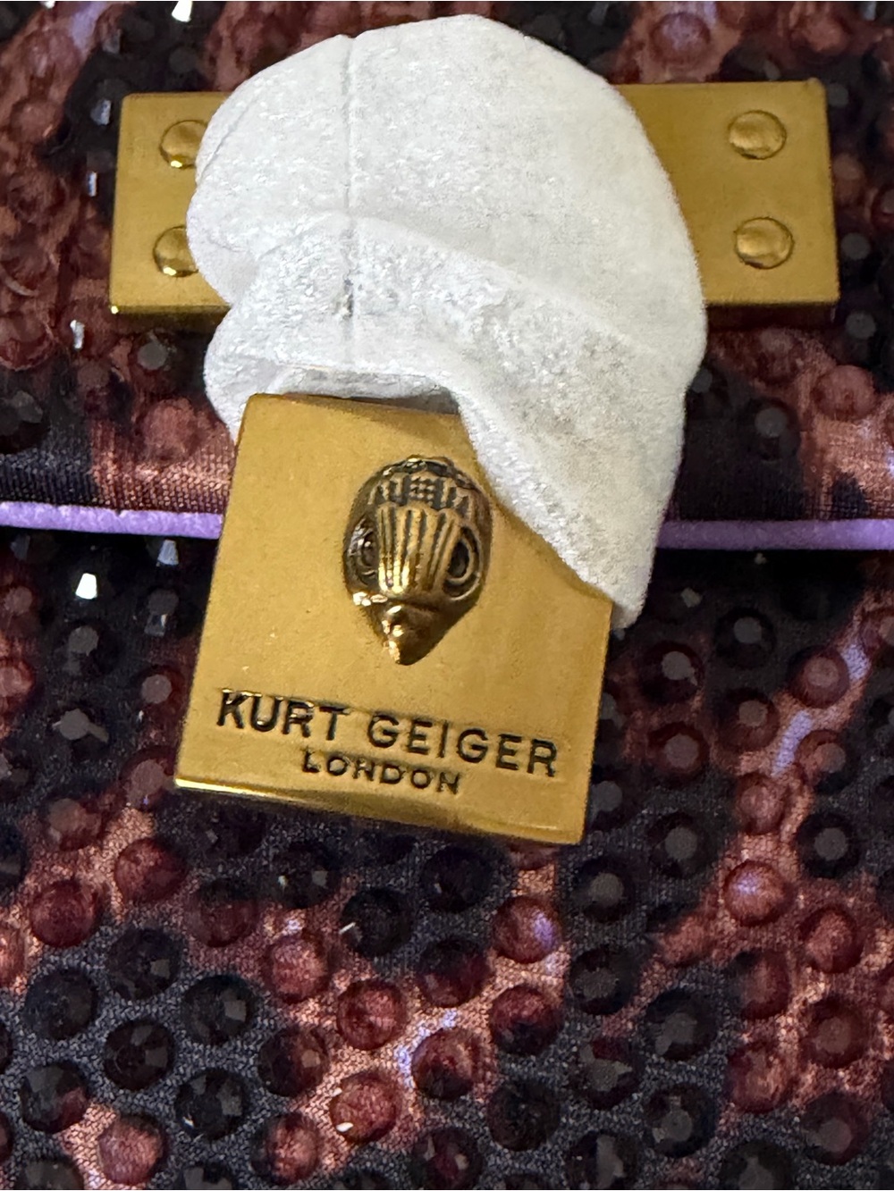 Kurt Geiger Purple, Black & Brown Sequin Leopard Shoulder Bag - Picture 3 of 5